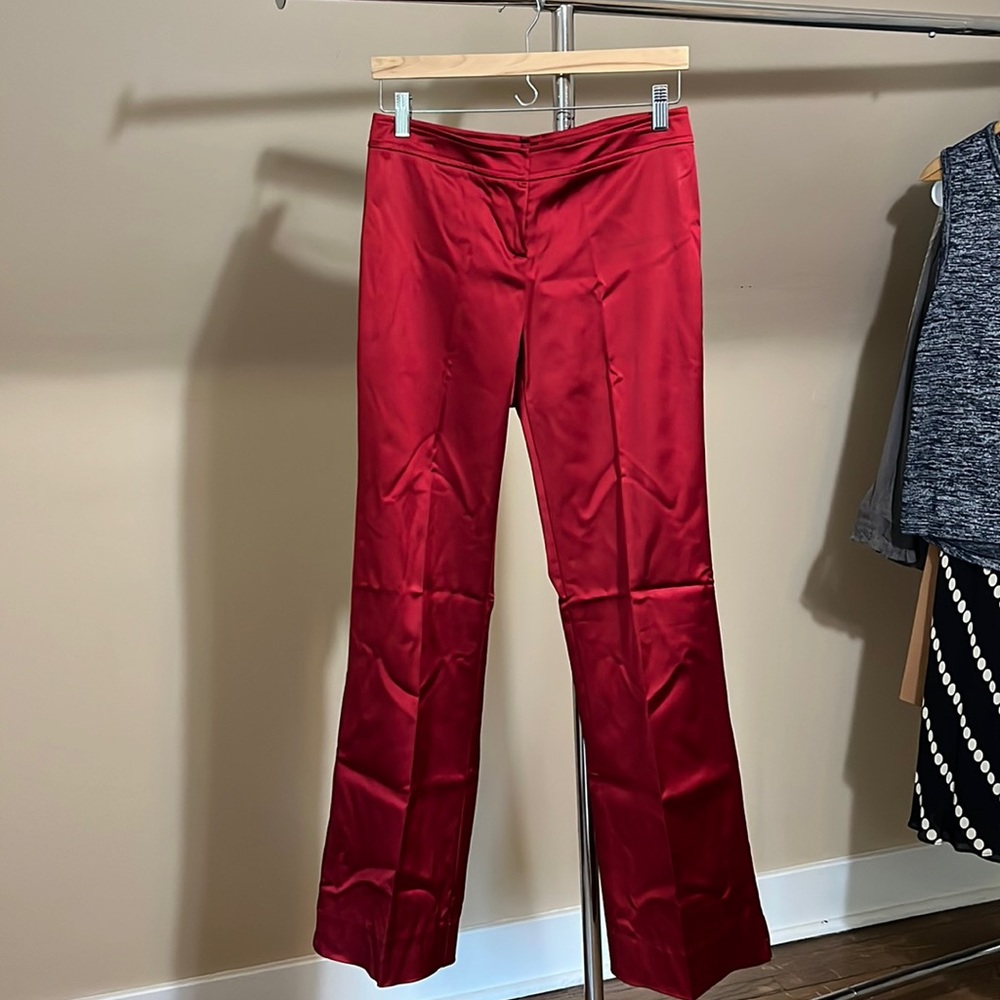 Red. Satin. Pants.